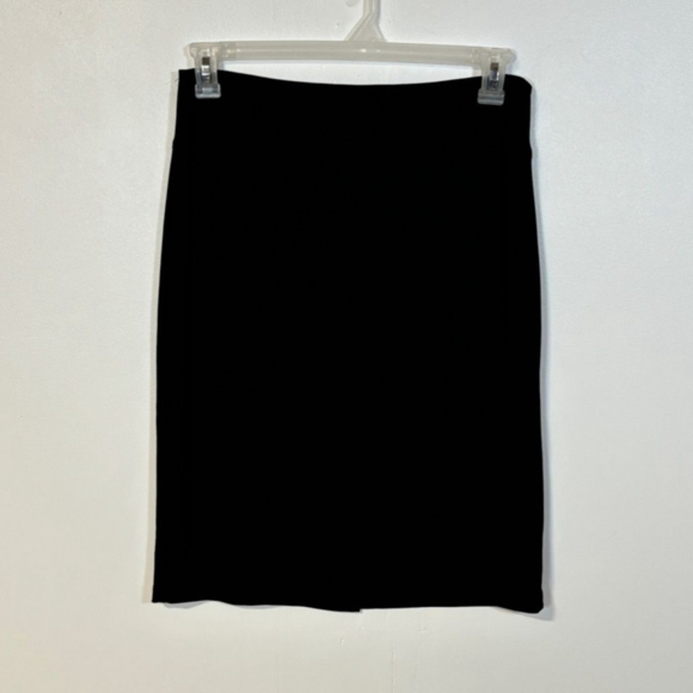 Frank Lyman Skirt Black Women’s Size 10 Midi Lined Small Slit Minimalist